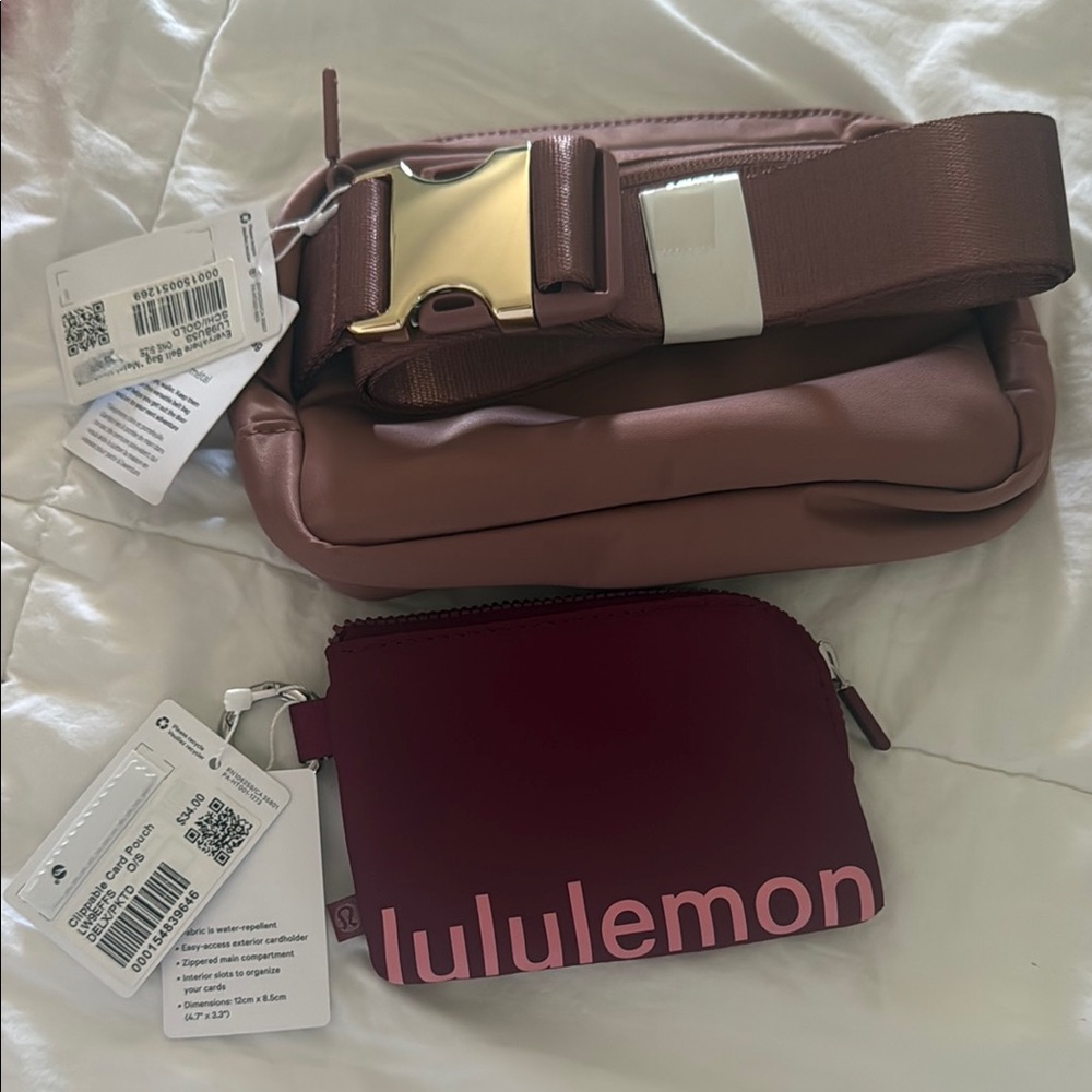Lululemon Gold hardware Pink and Burgundy Pouch Set